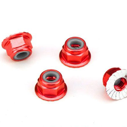 Traxxas 4mm Aluminum Flanged Serrated Nuts (4) (Various Colors)