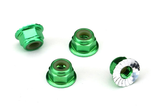 Traxxas 4mm Aluminum Flanged Serrated Nuts (4) (Various Colors)