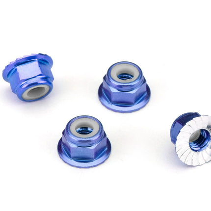 Traxxas 4mm Aluminum Flanged Serrated Nuts (4) (Various Colors)