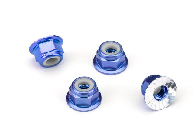 Traxxas 4mm Aluminum Flanged Serrated Nuts (4) (Various Colors)