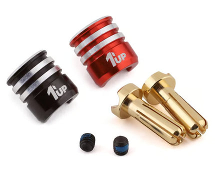 1UP Racing Heatsink Bullet Plug Grips w/4mm Bullets (Black/Red) 1UP190435