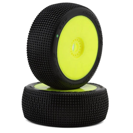 JConcepts Stalkers 1/8 Pre-Mounted Buggy Tire (2) (Yellow) (Green) JCO3175-22