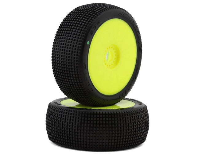 JConcepts Stalkers 1/8 Pre-Mounted Buggy Tire (2) (Yellow) (Green) JCO3175-22