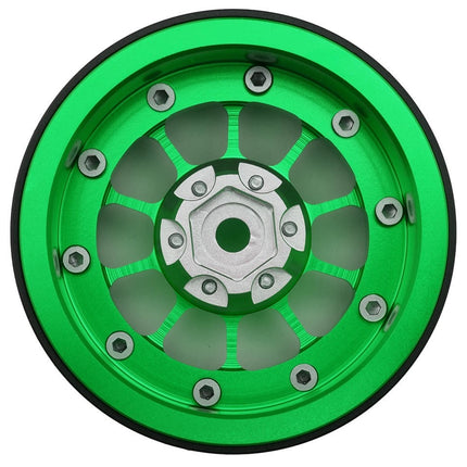 Treal Hobby 2.2" Type-A Aluminum 1/10 Rock Crawler Beadlock Wheels (Green) (2)