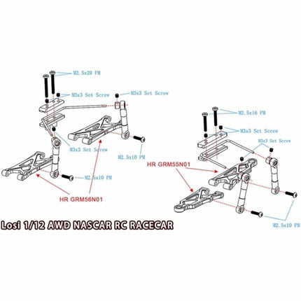 Hot Racing GRM311TY01 Losi 1/12 NASCAR/Arrma Grom & Typhon AntiRoll Sway Bar Set