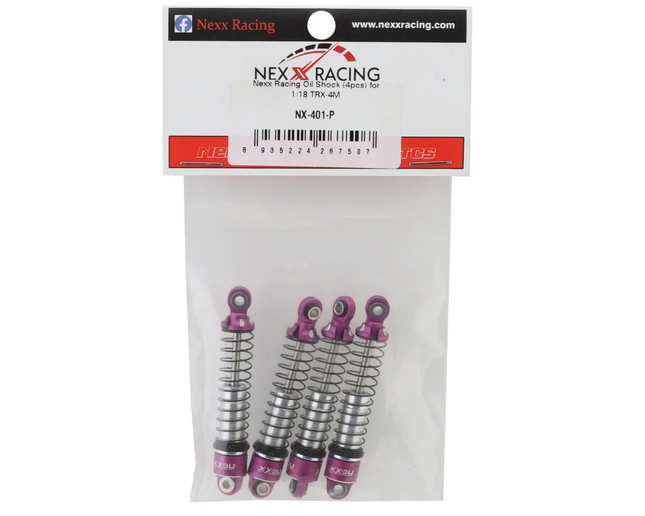 NEXX Racing 56mm Aluminum Threaded Oil-Filled Shocks (Purple) (4) Traxxas TRX-4M