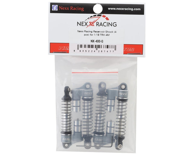 NEXX Racing Reservoir Aluminum Threaded Oil-Filled Shocks for Traxxas TRX-4M Gry