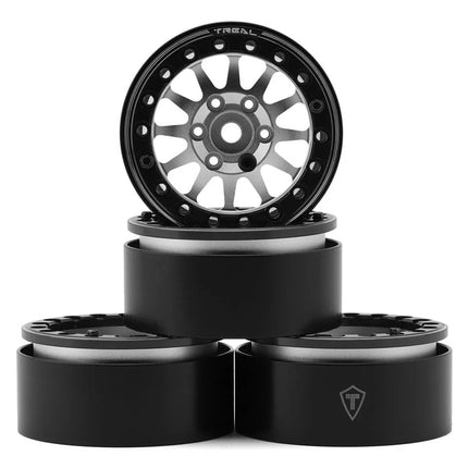 Treal Hobby Type D 1.9" 12-Spoke Beadlock Wheels (Silver/Black)