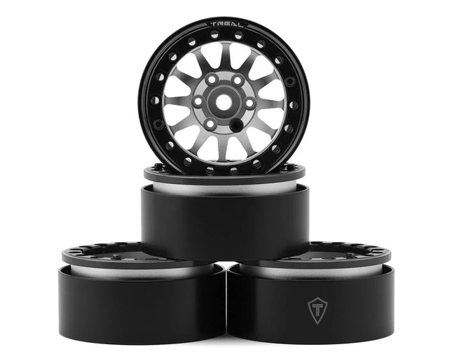 Treal Hobby Type D 1.9" 12-Spoke Beadlock Wheels (Silver/Black)
