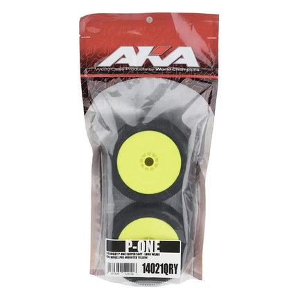 AKA P1 1/8 Buggy Pre-Mounted Tires (Yellow) Super Soft - Long Wear