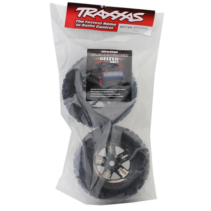 Traxxas Sledgehammer Belted 3.8" Pre-Mounted Monster Truck Tires Chrome TRA9573A