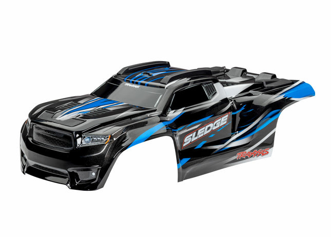 Traxxas Sledge Body Blue Assembled with body support/mounts 9511A New!!