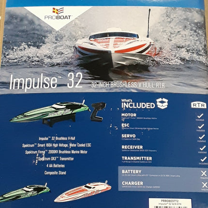 Pro Boat Impulse 32" Deep-V RTR Brushless Boat White/Red PRB08037T2 New!!