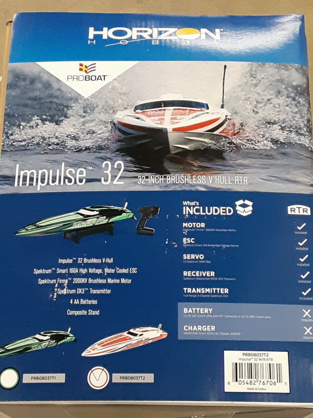 Pro Boat Impulse 32" Deep-V RTR Brushless Boat White/Red PRB08037T2 New!!