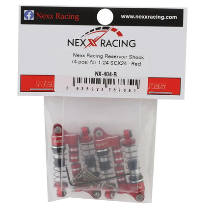 NEXX Racing SCX24 36mm Aluminum Oil-Filled Threaded Reservoir Shocks (Red)