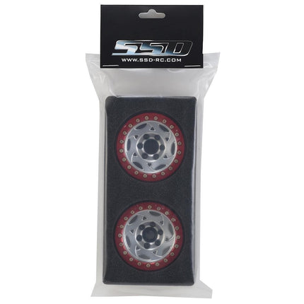 SSD RC SSD00248 1.9"" Champion Beadlock Wheels (Silver/Red)
