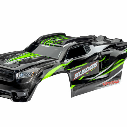 Traxxas Sledge Body Green Assembled with body support/mounts 9511G New!!