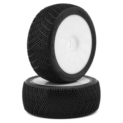 JConcepts Falcon Pre-Mounted 1/8th Buggy Tires (2) (White) (Green) JCO4071-12