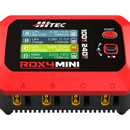 Hitec RDX4 Mini Quad Smart LiPo Battery Balance Charger (4S/6A/DC-240W/AC-100W)