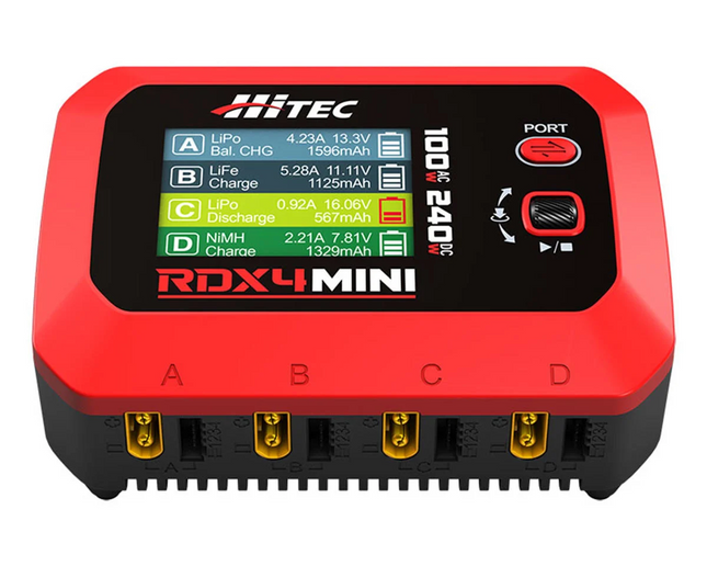Hitec RDX4 Mini Quad Smart LiPo Battery Balance Charger (4S/6A/DC-240W/AC-100W)