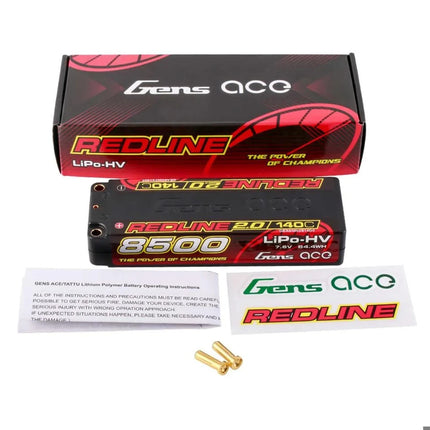 Gens Ace Redline 2.0 2S LiHV Battery 140C (7.6V/8500mAh) w/5mm Bullets 