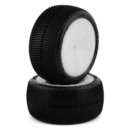 JConcepts Fuzz Bite LP 2.2" Pre-Mounted Rear Buggy Carpet Tires (White) (Pink)