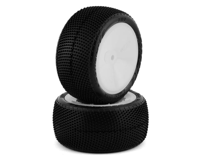 JConcepts Fuzz Bite LP 2.2" Pre-Mounted Rear Buggy Carpet Tires (White) (Pink)