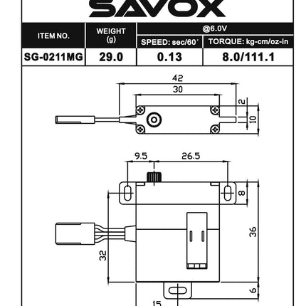 Savox High Torque Metal Case Digital Glider Servo, .13 / 111.1@ 6V