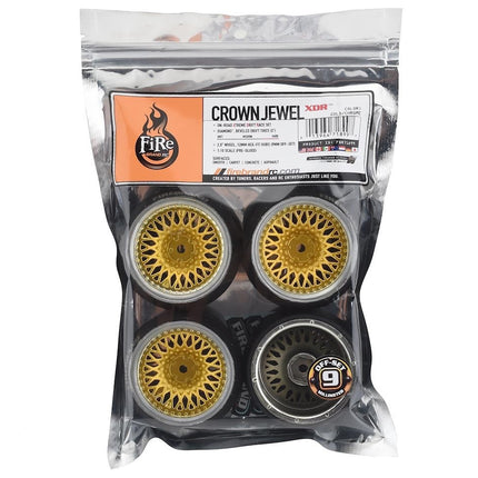 Firebrand RC Crownjewel XDR9 5° Pre-Mounted Slick Drift Tires (4) (Gold) 