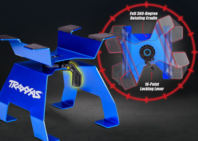TRAXXAS ALUMINUM RC CAR/TRUCK STAND X-TRUCKS BLUE TRA8797BLUE