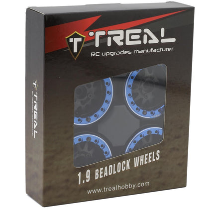 Treal Hobby Type D 1.9" 12-Spoke Beadlock Wheels Black/Blue TLHTWHEELS10