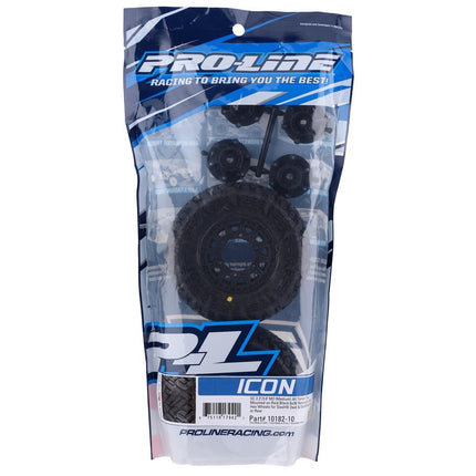Pro-Line Icon SC Pre-Mounted Tires w/Raid Wheels Black (M2) w/Removable 12mm Hex