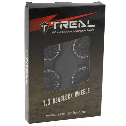 Treal Hobby Type A 1.0" 12-Hole Brass Beadlock Wheels (Black) (40g)