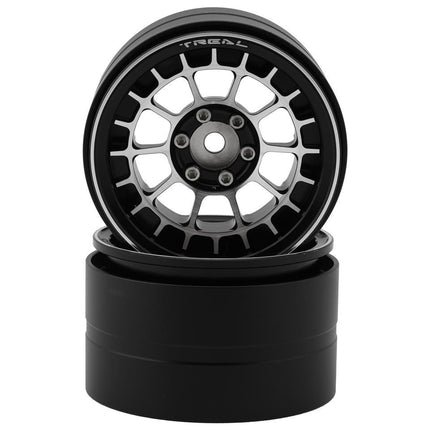 Treal Hobby 2.2" Type-A Beadlock Wheels (Black/Silver) (2) TLHTWHEEL-45