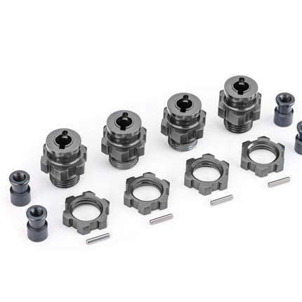Traxxas 17 mm Gray Aluminum Splined Hubs w/ Nuts (4) For Traxxas 4X4 1/10