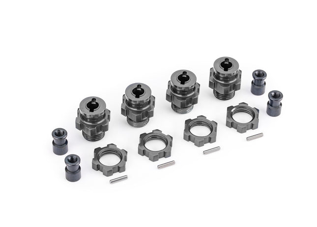 Traxxas 17 mm Gray Aluminum Splined Hubs w/ Nuts (4) For Traxxas 4X4 1/10