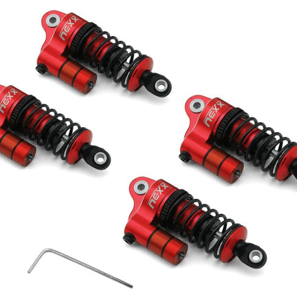 NEXX Racing Losi NASCAR Aluminum Oil-Filled Threaded Reservoir Shocks (Red)