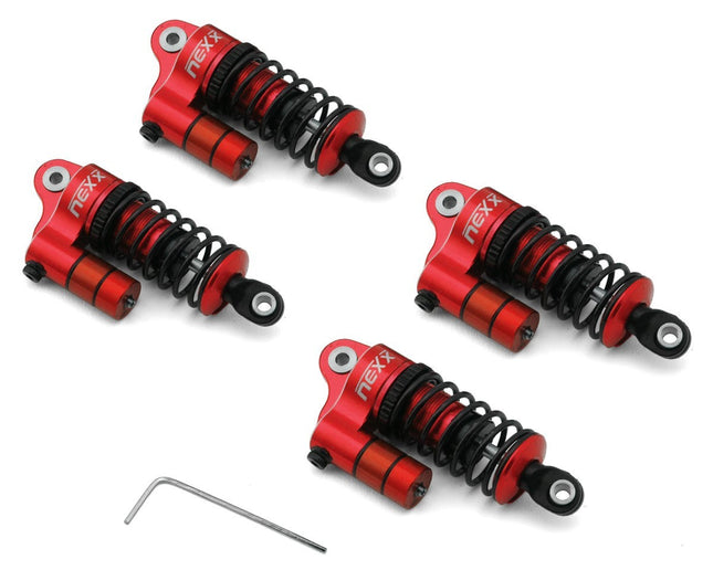 NEXX Racing Losi NASCAR Aluminum Oil-Filled Threaded Reservoir Shocks (Red)
