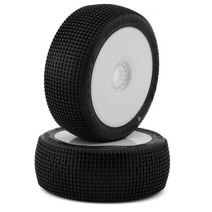JConcepts Stalkers 1/8 Pre-Mounted Buggy Tire (White) (Green) JCO3175-12