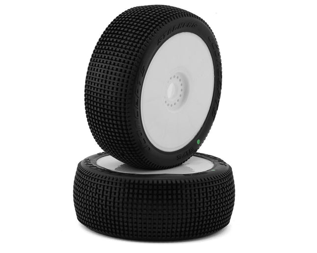 JConcepts Stalkers 1/8 Pre-Mounted Buggy Tire (White) (Green) JCO3175-12
