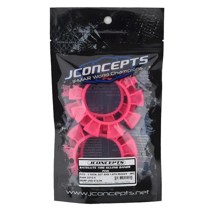JConcepts 2212-4 "Satellite" Tire Glue Bands (Pink) JCO2212