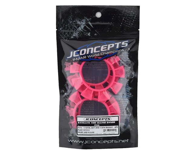 JConcepts 2212-4 "Satellite" Tire Glue Bands (Pink) JCO2212