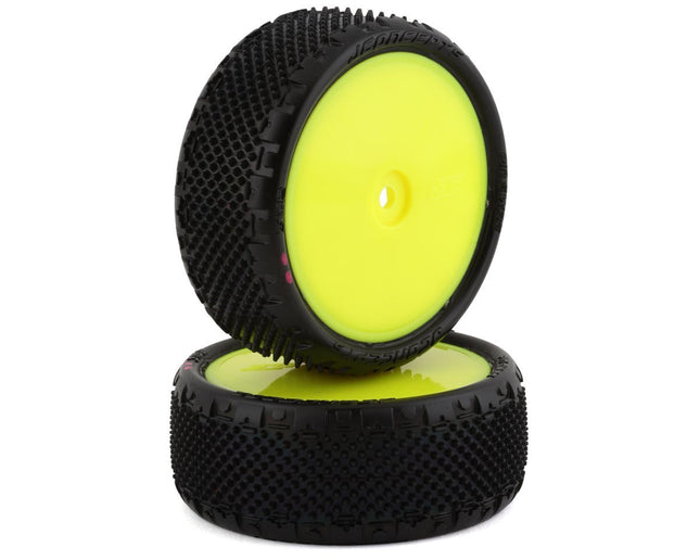 JConcepts Pin Swag 2.2" Pre-Mounted 4WD Front Buggy Carpet Tires (Yellow) (Pink)
