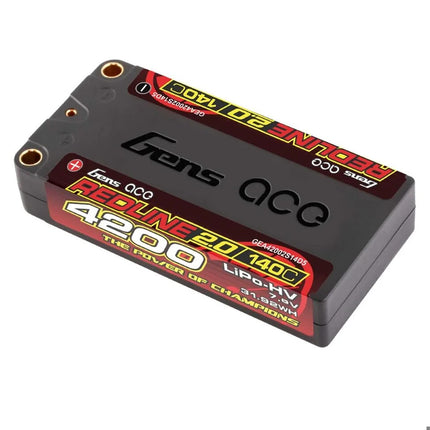 Gens Ace Redline 2.0 2S Shorty LiHV Battery 140C (7.6V/4200mAh) w/5mm Bullets