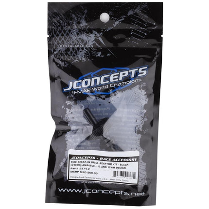 JConcepts 2871-2 Tire Break-In Drill Adaptor Kit (Black) (12mm/17mm) JCO28712