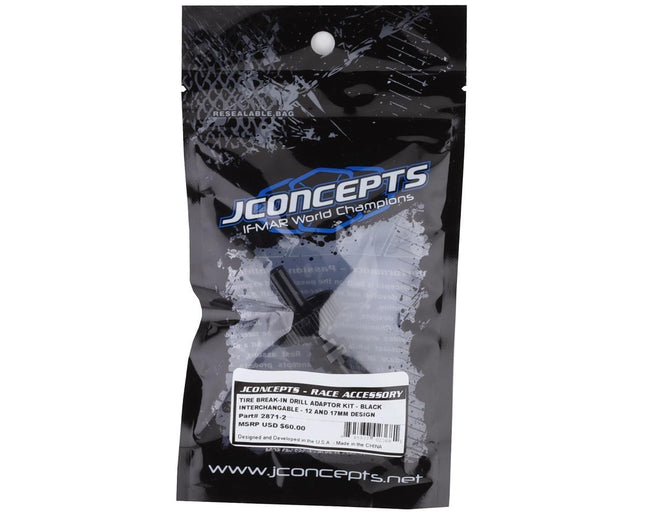 JConcepts 2871-2 Tire Break-In Drill Adaptor Kit (Black) (12mm/17mm) JCO28712