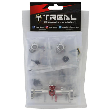 Treal Hobby Axial SCX24 Aluminum Rear Portal Axle Upgrade Kit (Silver)