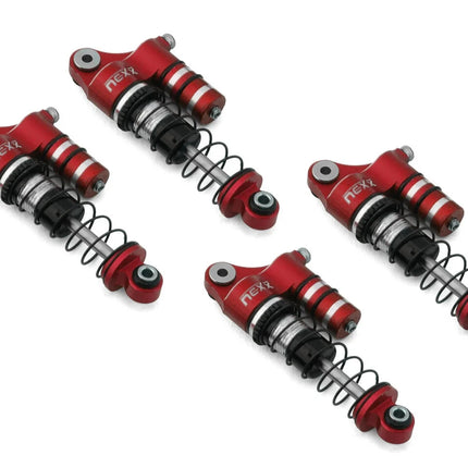 NEXX Racing SCX24 36mm Aluminum Oil-Filled Threaded Reservoir Shocks (Red)