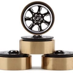 Samix SCX24 Aluminum & Brass 1.0" Beadlock Wheel Set w/Scale Hubs Black (20.5g)