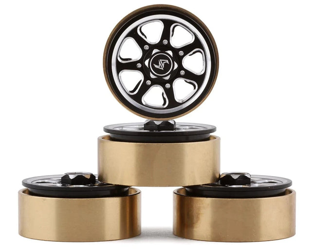 Samix SCX24 Aluminum & Brass 1.0" Beadlock Wheel Set w/Scale Hubs Black (20.5g)